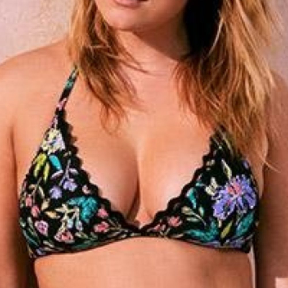 NWT coastal blue multi color bikini top lg